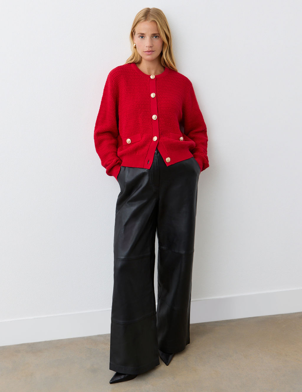 Pure Cotton Textured Button Front Cardigan