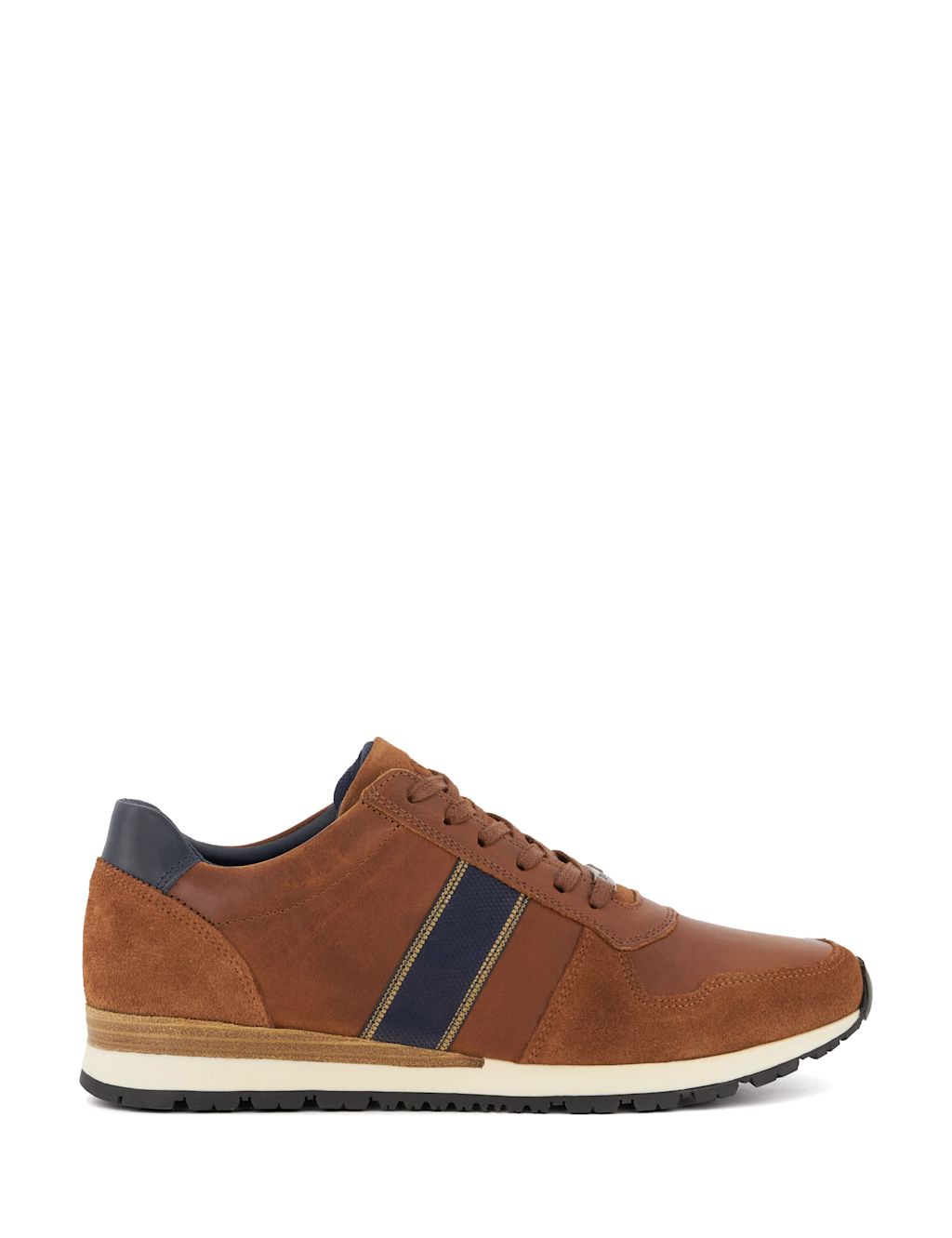 Wide Fit Leather Lace Up Trainers