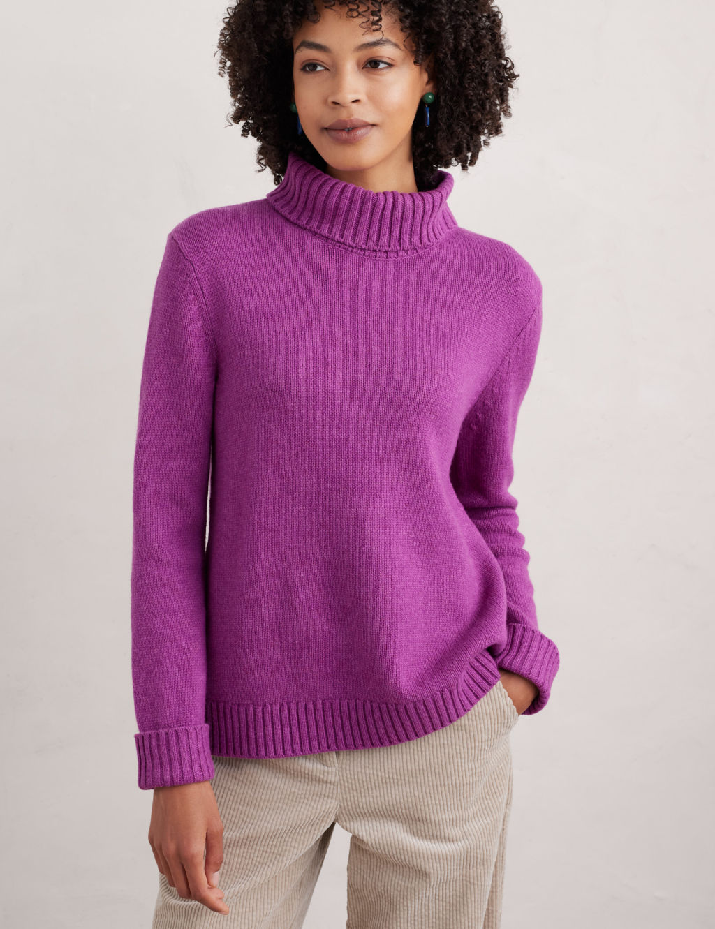 Lambswool Rich Roll Neck Relaxed Jumper