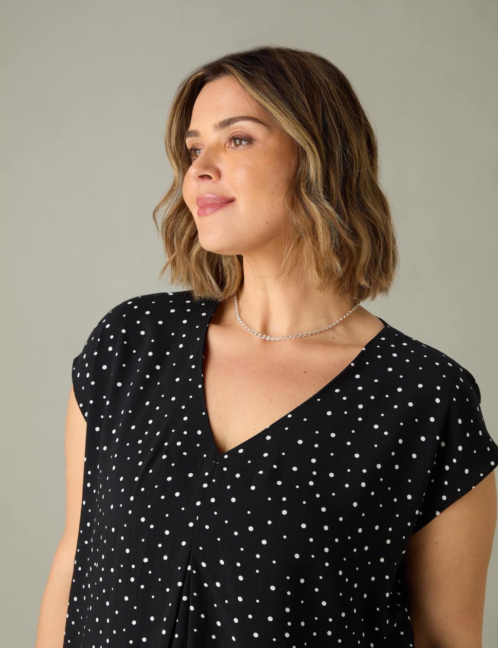 Polka Dot V Neck Back Tie Halter Crop Top