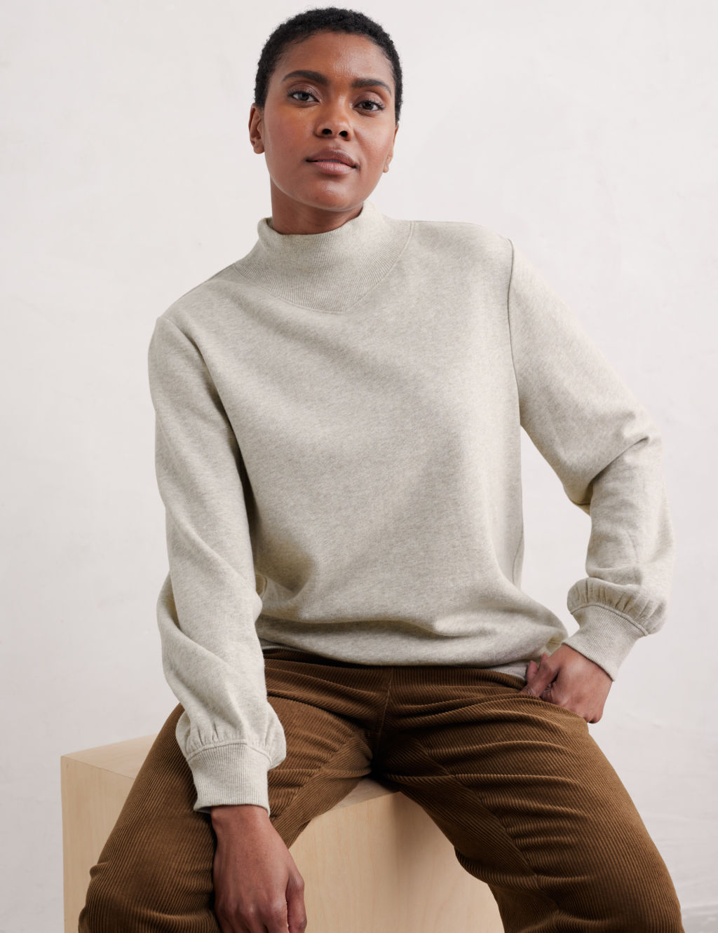 Pure Cotton Roll Neck Sweatshirt