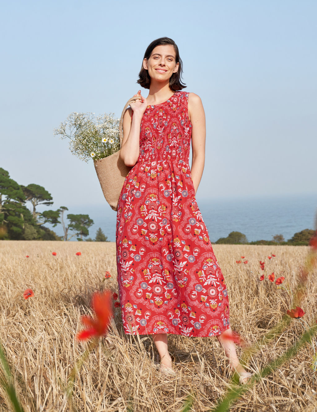 Pure Cotton Floral Midaxi Waisted Dress | Seasalt Cornwall | M&S