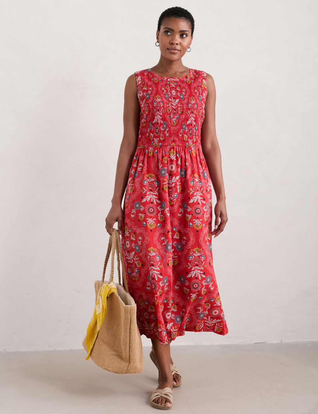 Pure Cotton Floral Midaxi Waisted Dress | Seasalt Cornwall | M&S