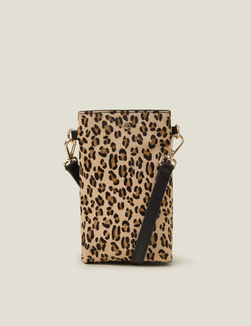 Leather Animal Print Cross Body Phone Bag