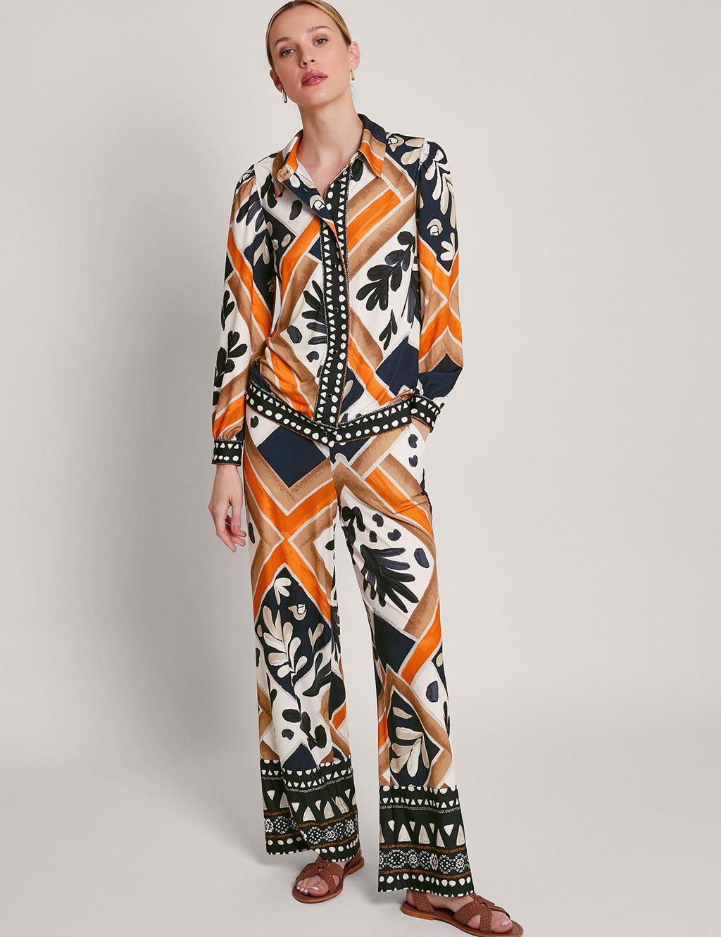 Jersey Printed Wide Leg Trousers | Monsoon | M&S