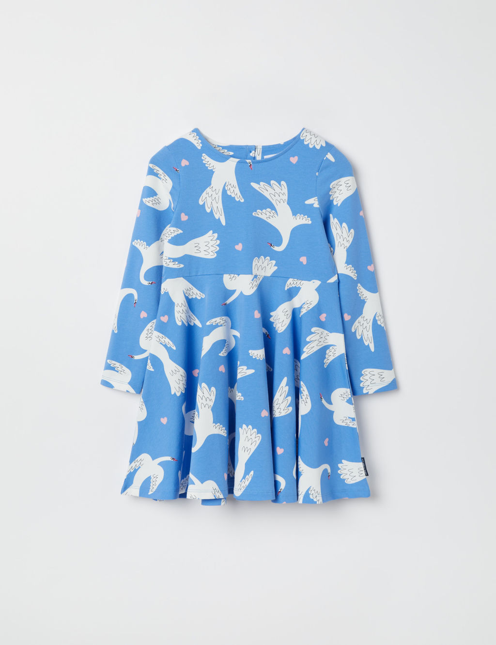 Dave&Bella Girls Summer Leisure Cotton Swan Print Light Blue Mesh Sleeve Dress