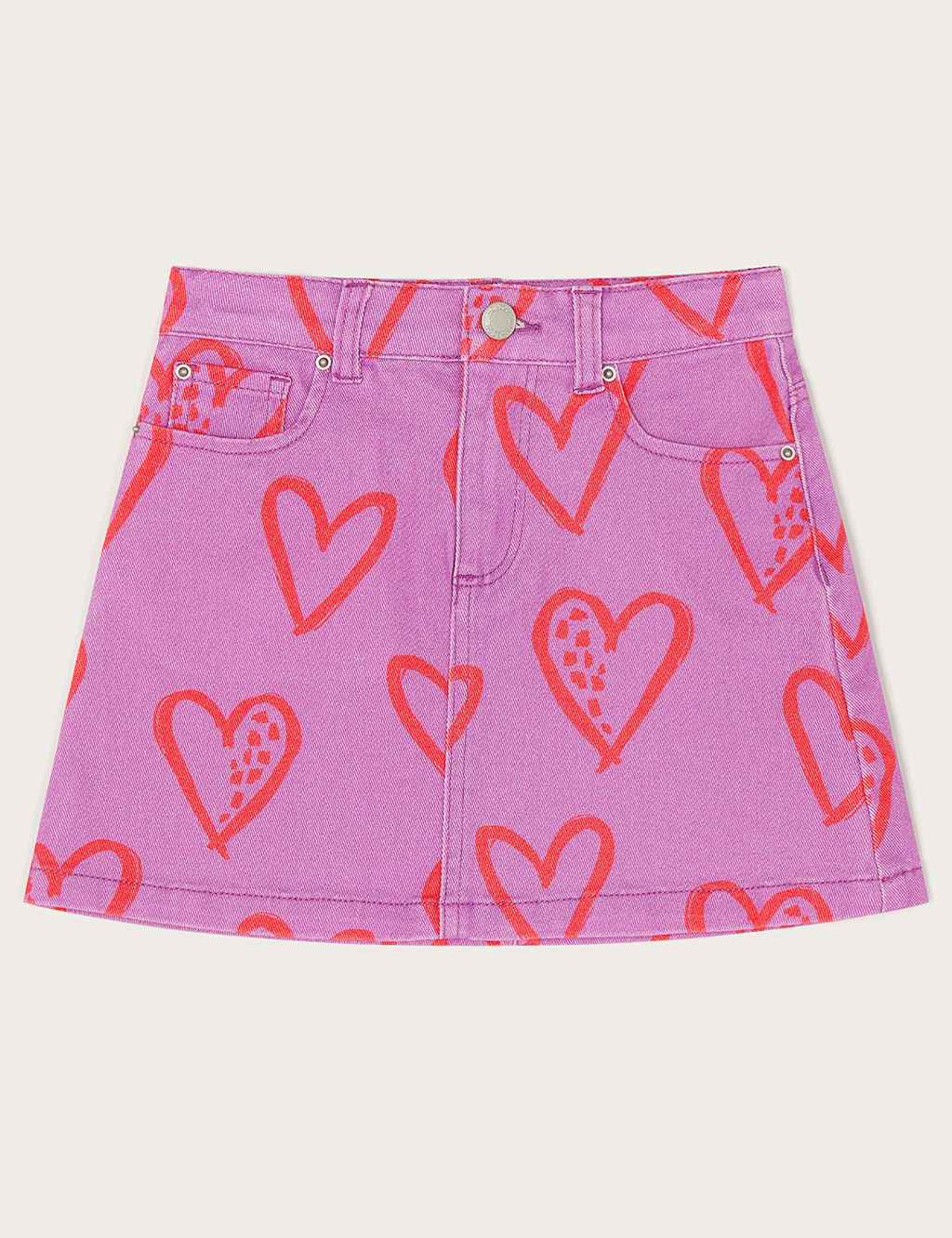 Denim Heart Print Skirt (3-13 Yrs)