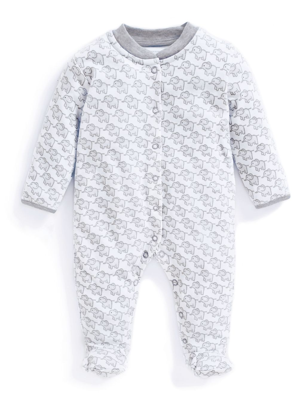 Pure Cotton Elephant Sleepsuit (6½lbs-1 Yrs)