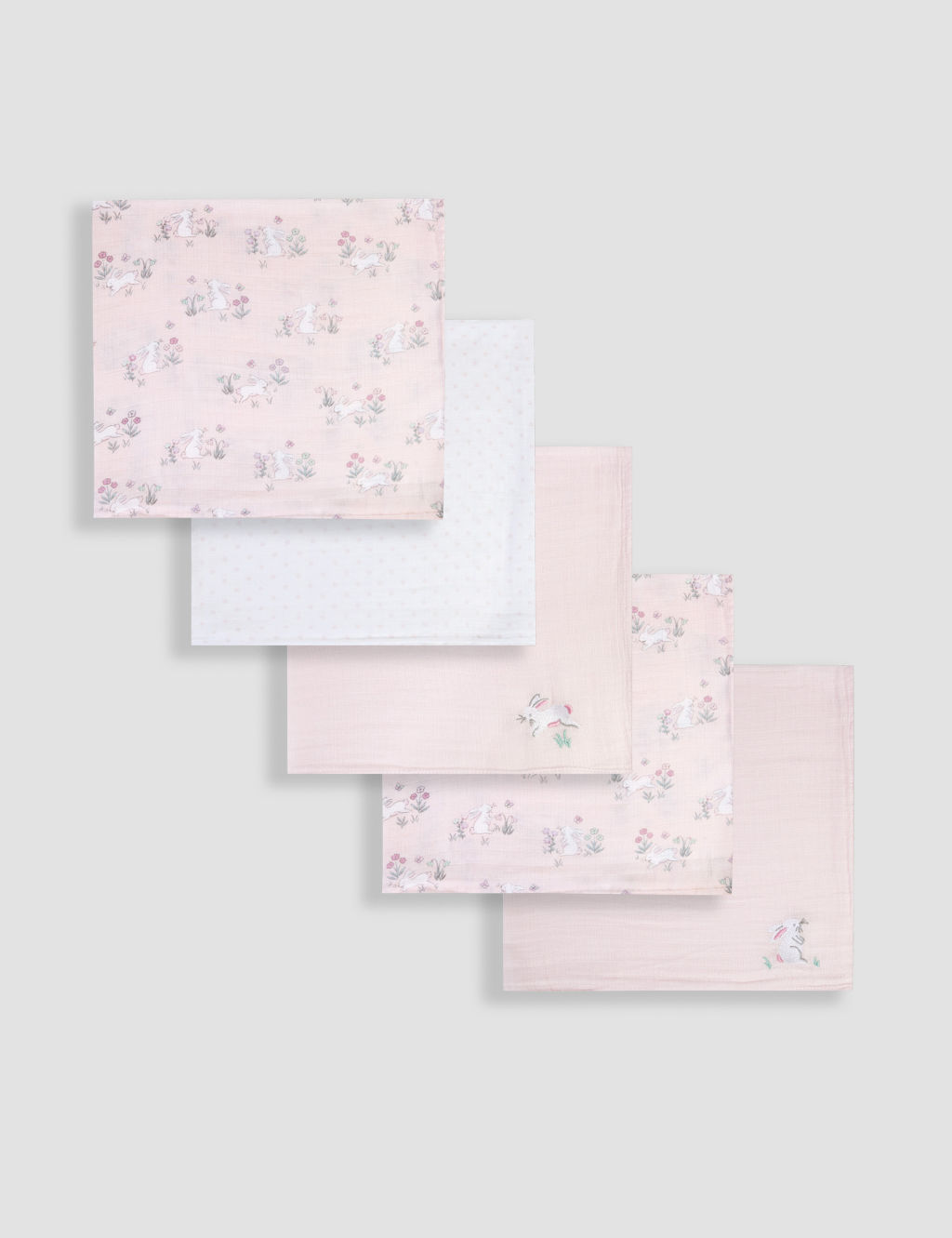 5pk Pure Cotton Bunny Muslin Squares 2 of 2