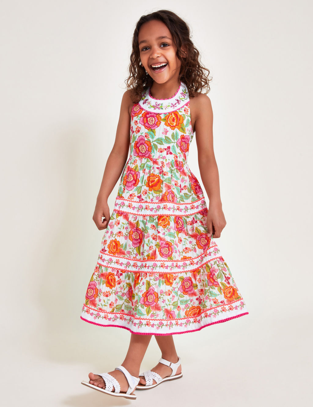 Pure Cotton Floral Embellished Dress (3-15 Yrs) | Monsoon | M&S