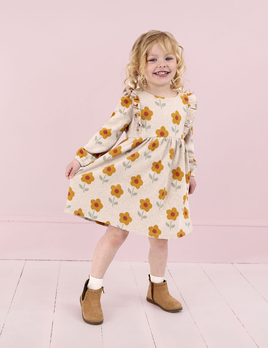 Pure Cotton Floral Knitted Dress (6 Mths - 6 Yrs)