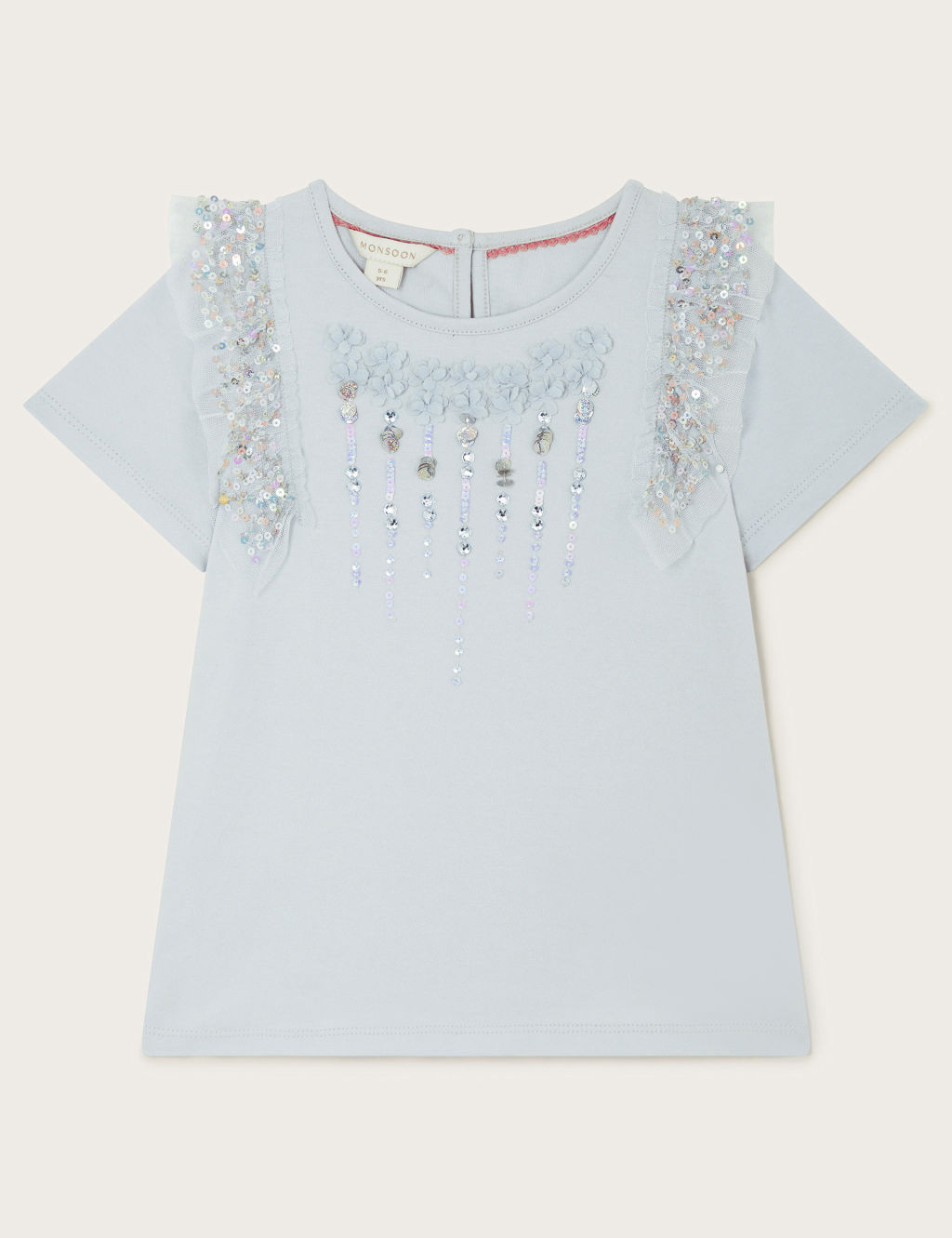 Pure Cotton Sequin Frill T-Shirt (3-13 Yrs)