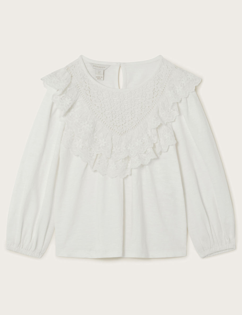 Pure Cotton Lace Frill Blouse (3-13 Yrs)