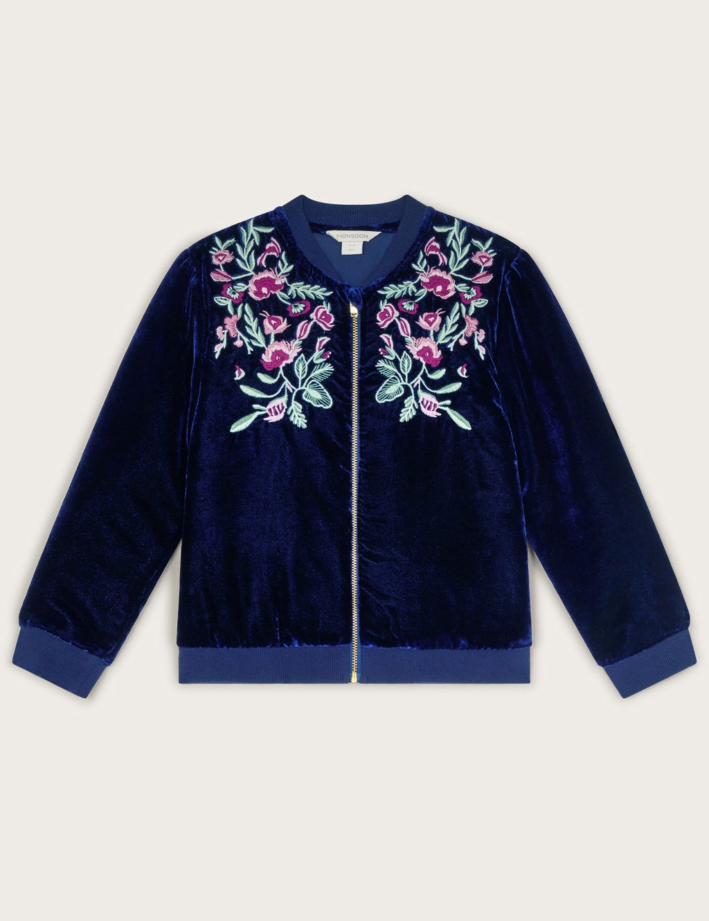 Embroidered Velvet Bomber Jacket (3-15 Yrs)