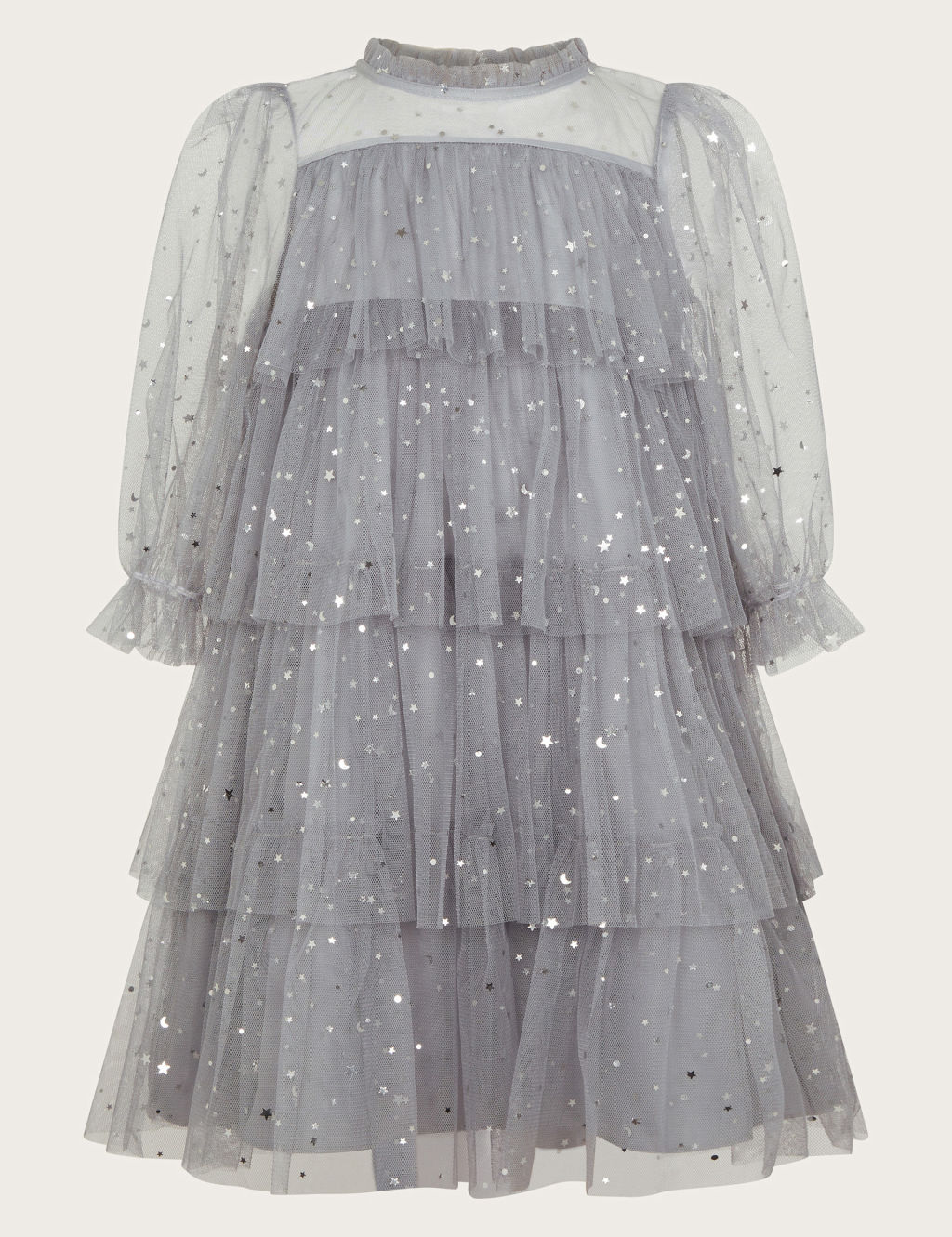 Foil Star Tulle Tiered Party Dress (3-13 Yrs)