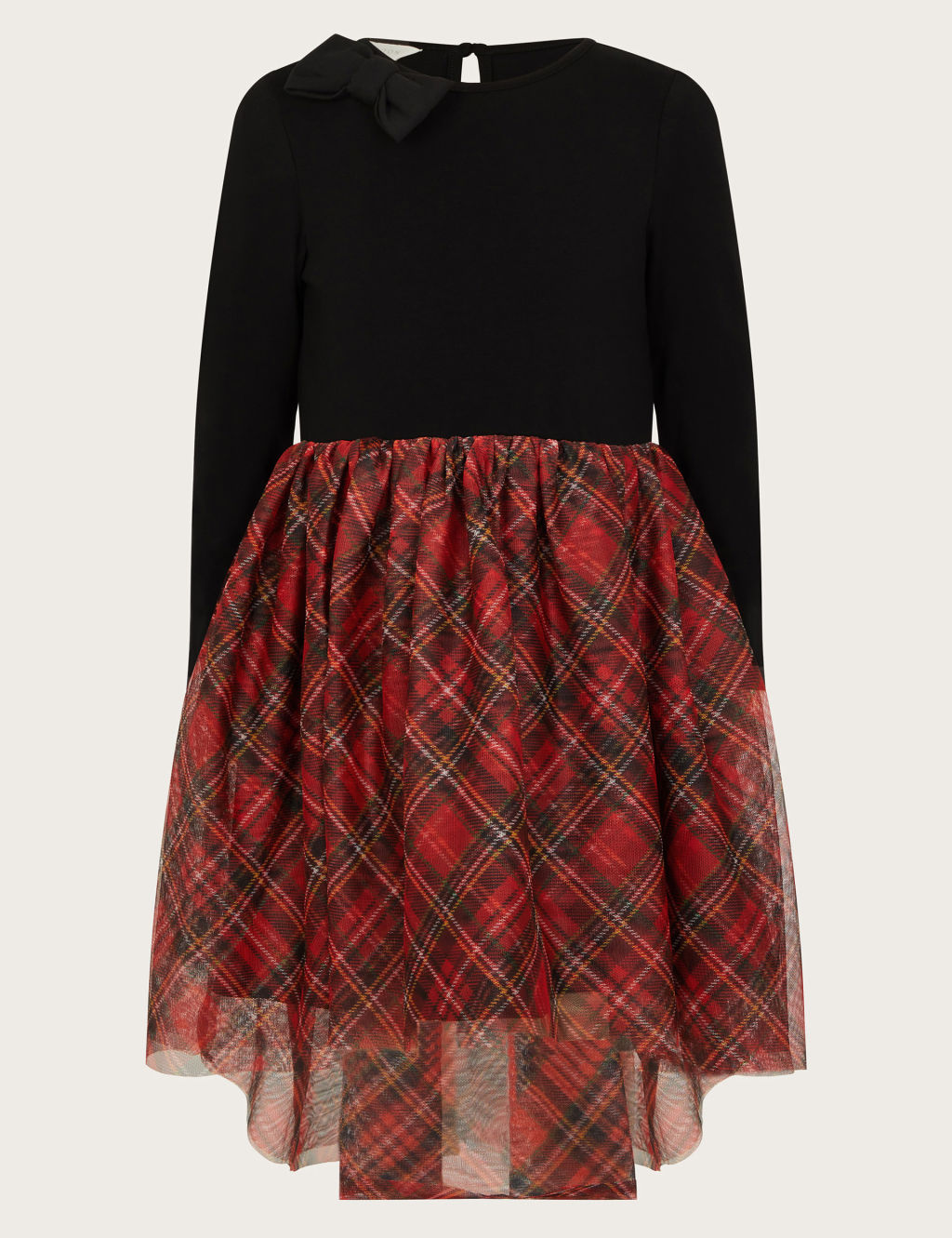 Tartan Tulle Long Sleeve Dress (2-15 Yrs)
