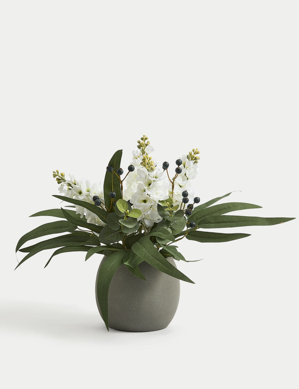 Artificial Hyacinth Arrangement in Concrete Pot