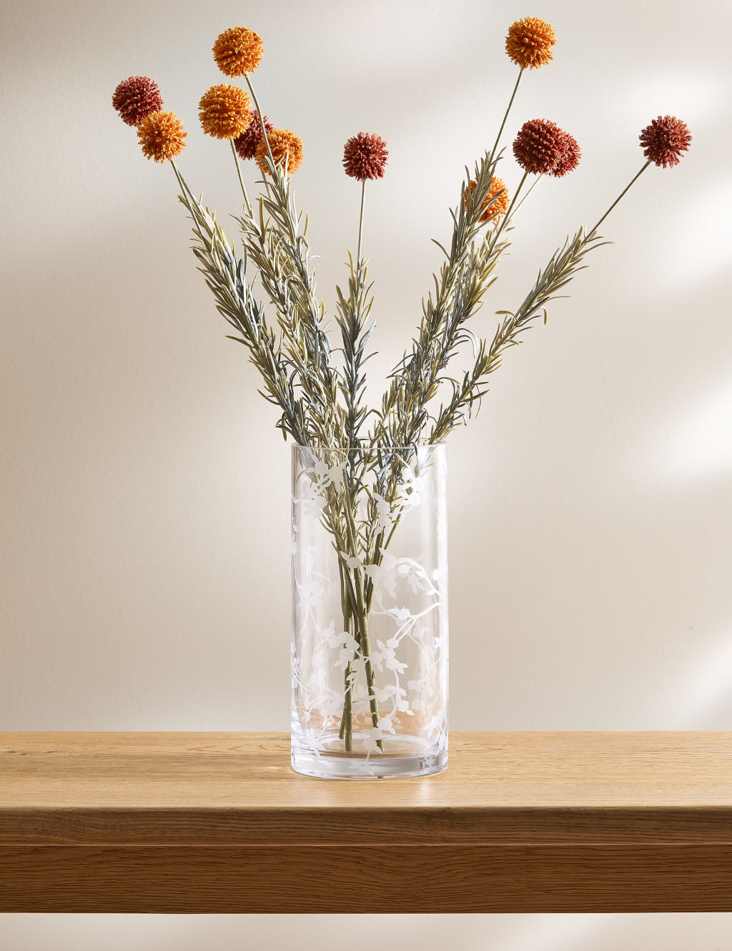 Cherry Blossom Glass Cylinder Vase