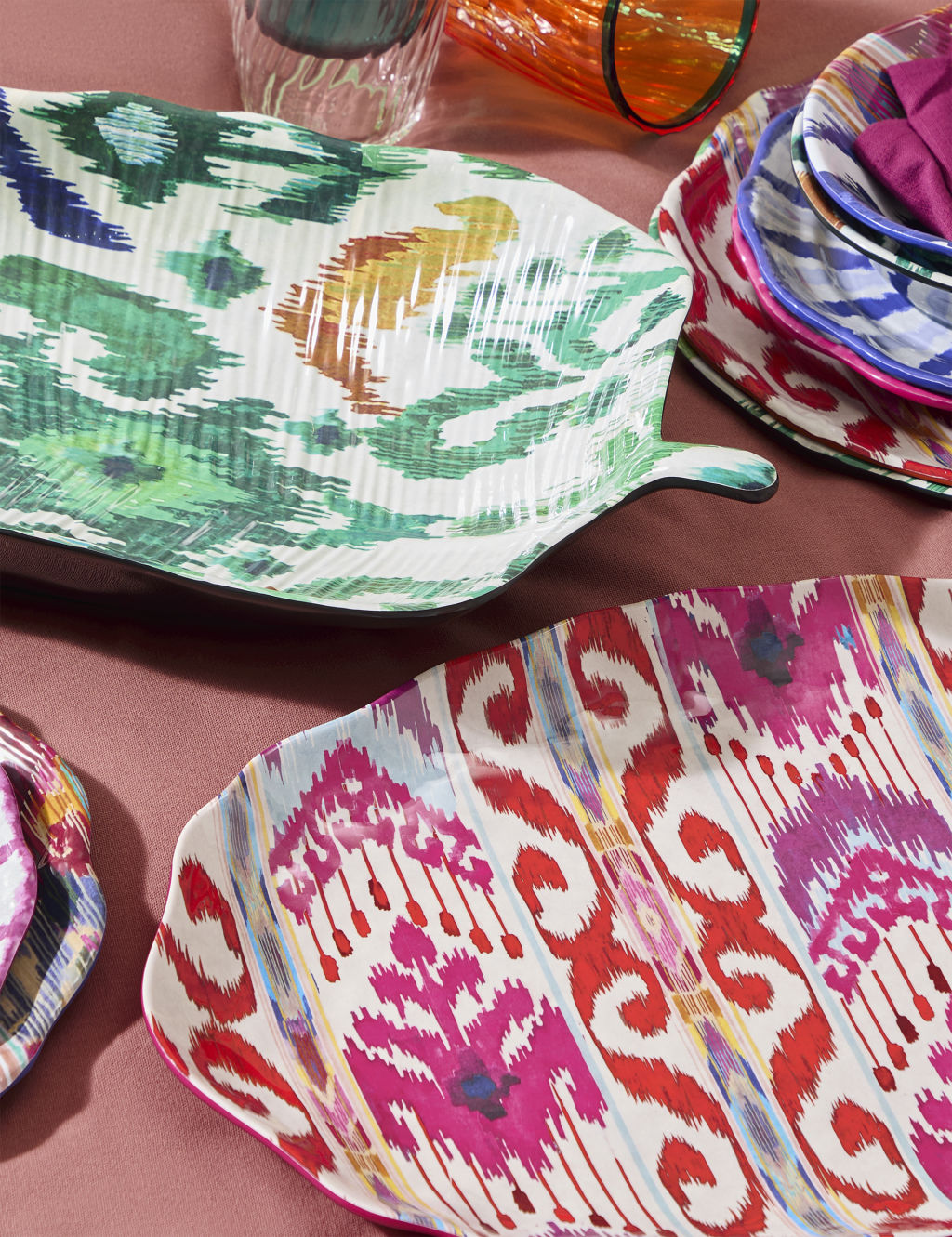 Ikat Brights Leaf Picnic Platter 5 of 5