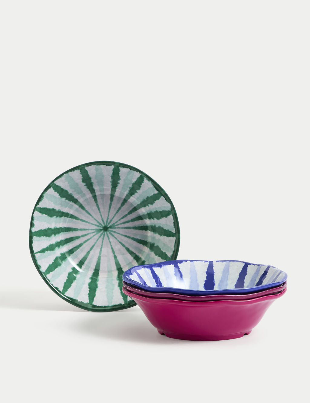 Set of 4 Ikat Brights Picnic Pasta Bowls