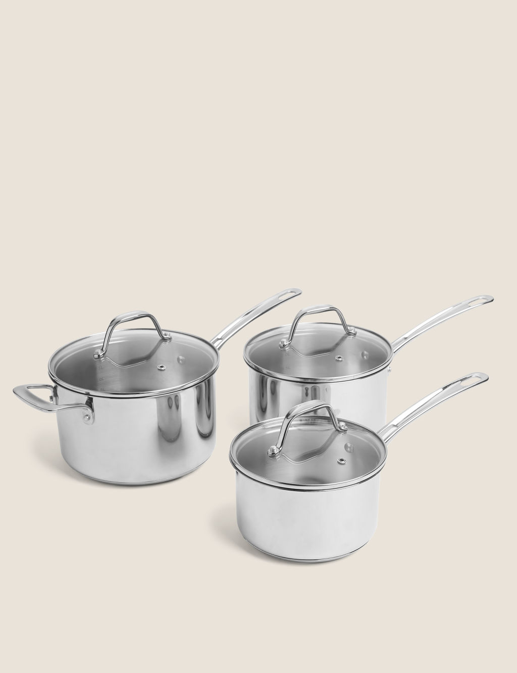 3 Piece Stainless Steel Pan Set