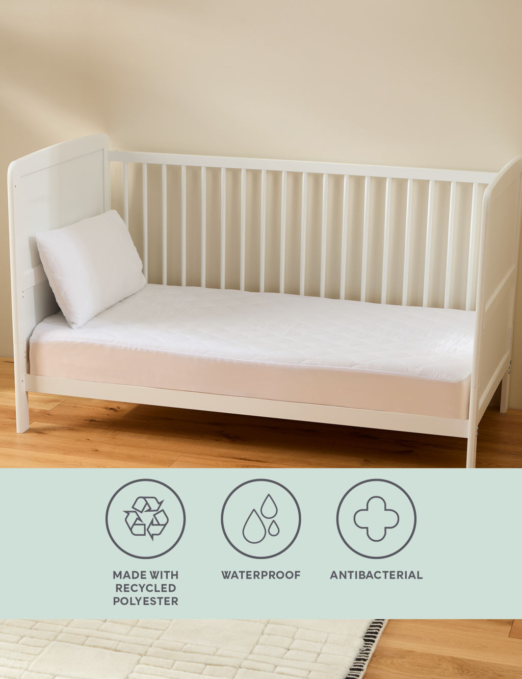 Waterproof Cot Bed Mattress & Pillow Protector Set 1 of 2