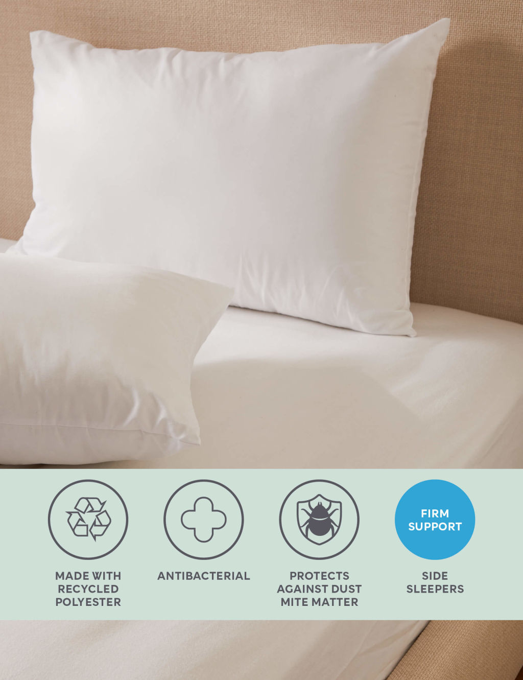 2pk Anti Allergy Plus Firm Pillows M&S Collection M&S