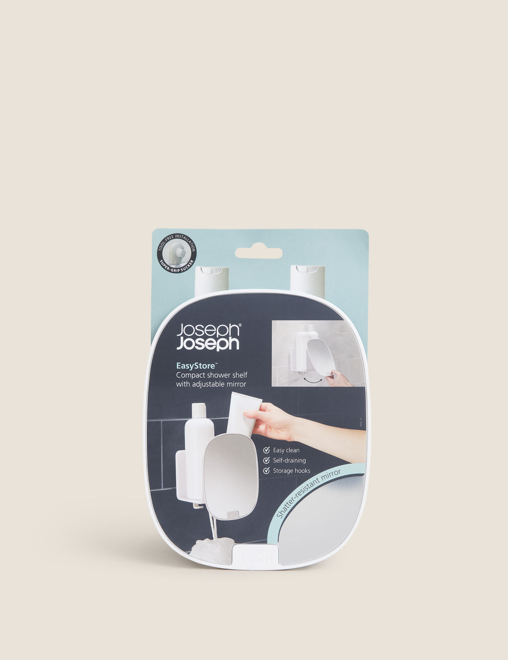 EasyStore™ Compact Shower Caddy with Mirror Joseph Joseph M&S