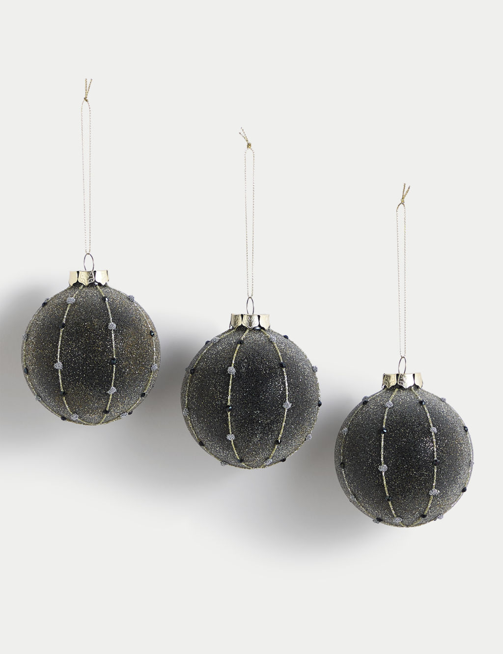 3pk Grey Frosted Glass Baubles