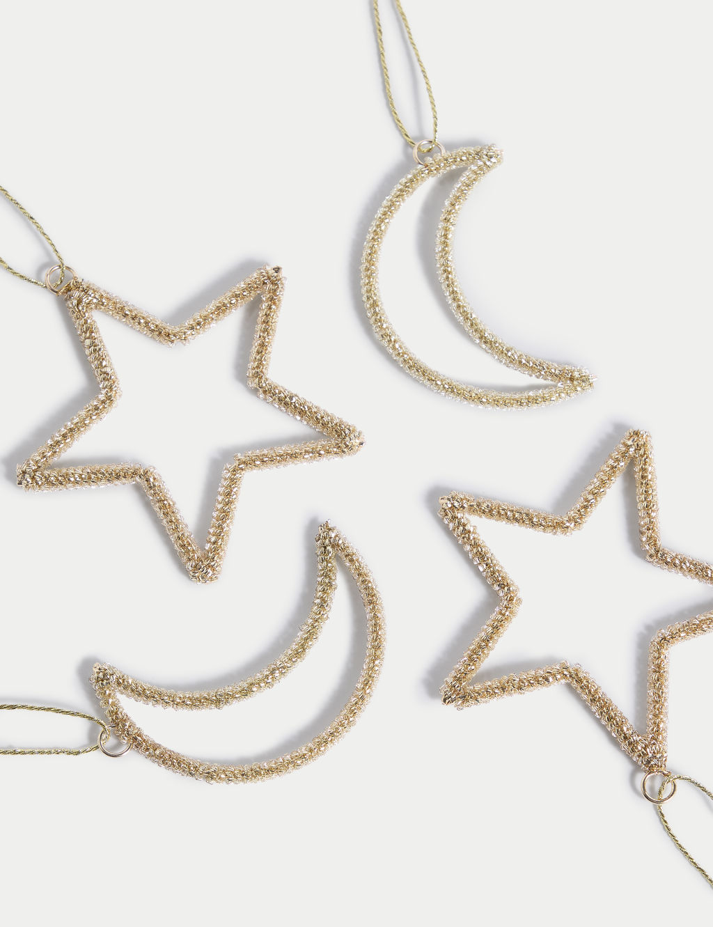 4pk Gold Moon & Stars Hanging Decorations