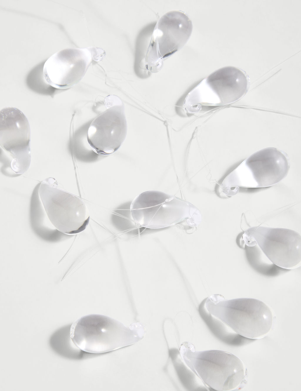 12pk Mini Glass Teardrop Baubles