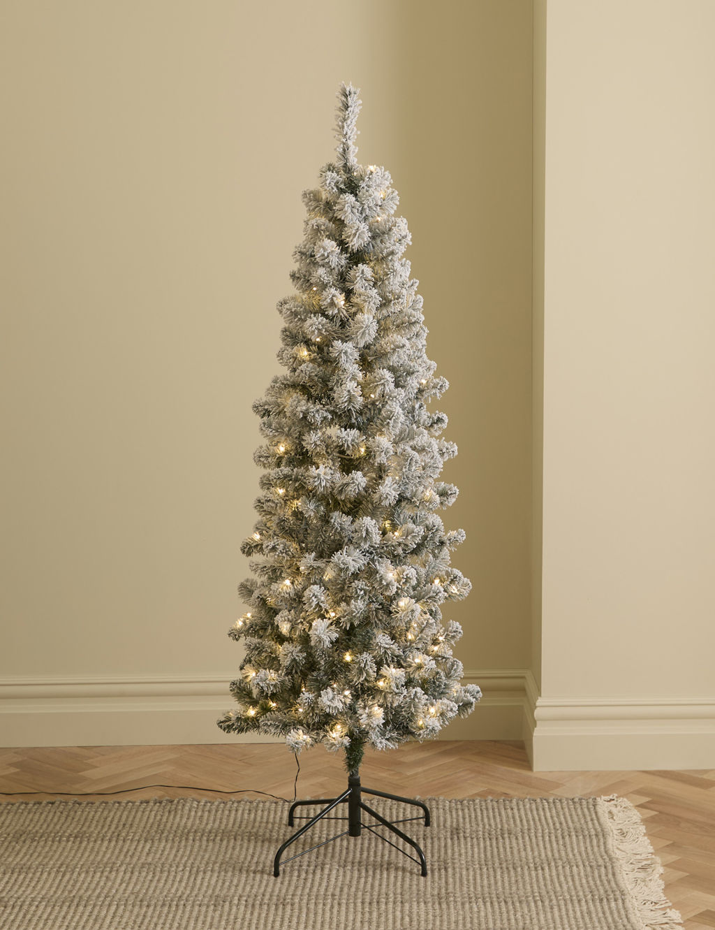 6ft Pre-Lit Slim Snowy Christmas Tree