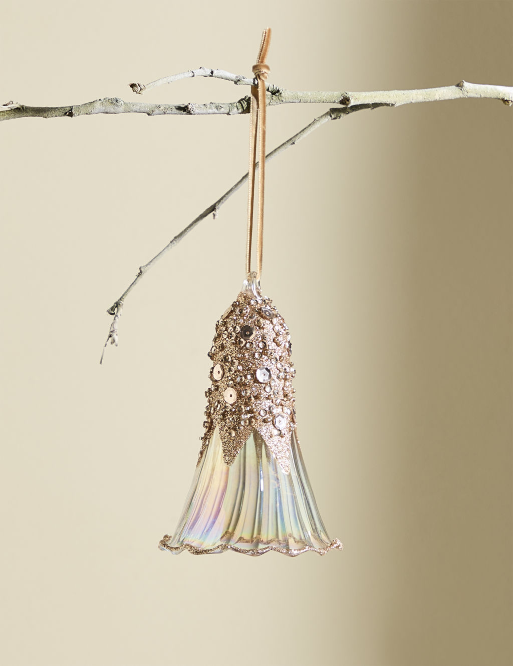 Gold Glass Tulip Bell Hanging Decoration