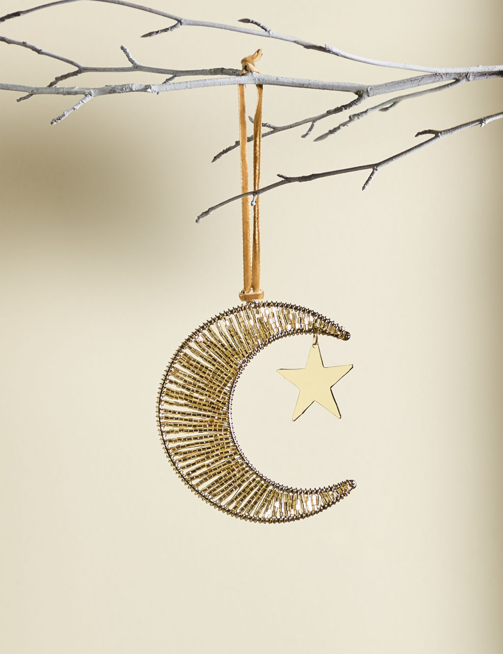 Beaded Moon & Star Hanging Decoration