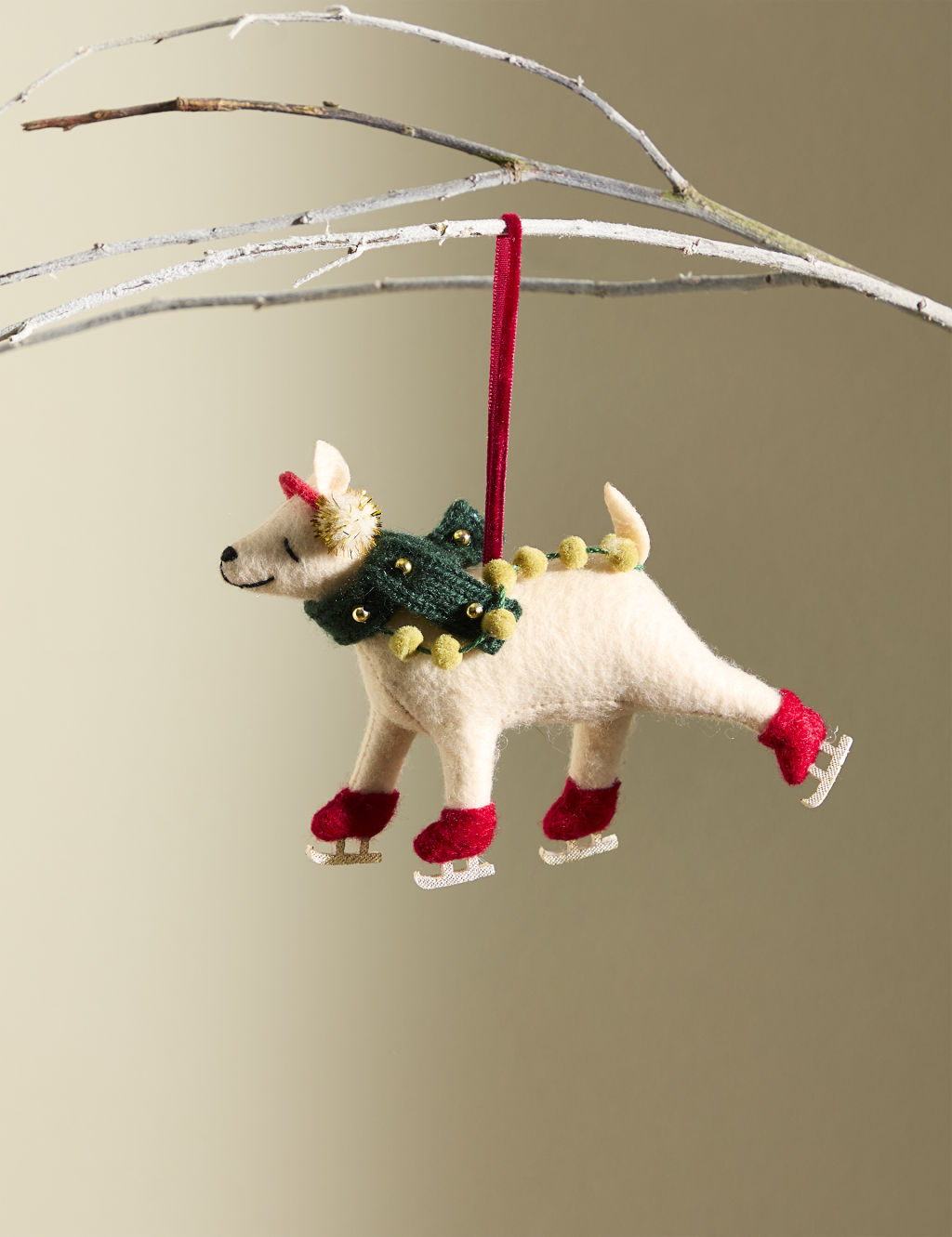 Felt Skating Dog Hanging Decoration