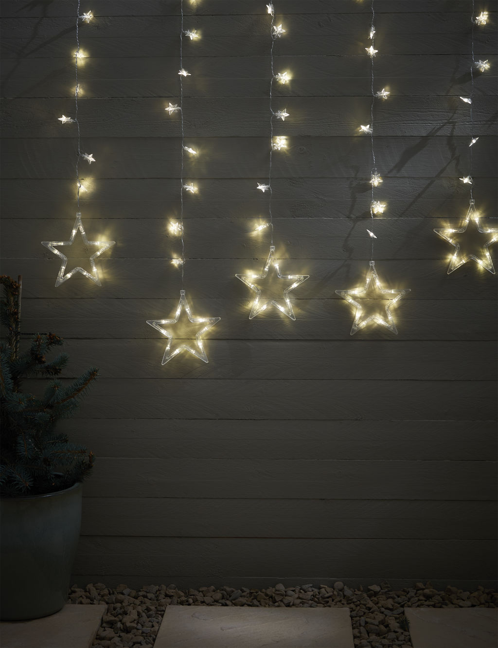 LED Warm White Hanging Stars String Lights