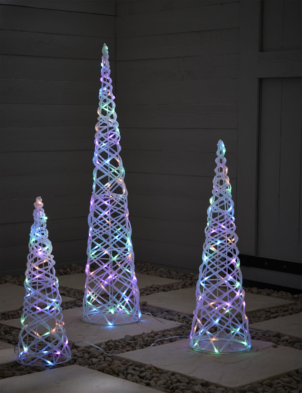 3pk LED Christmas Tree Outdoor Mains Lights