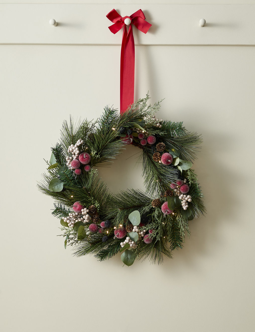Pre-Lit Frosted Fruits Wreath