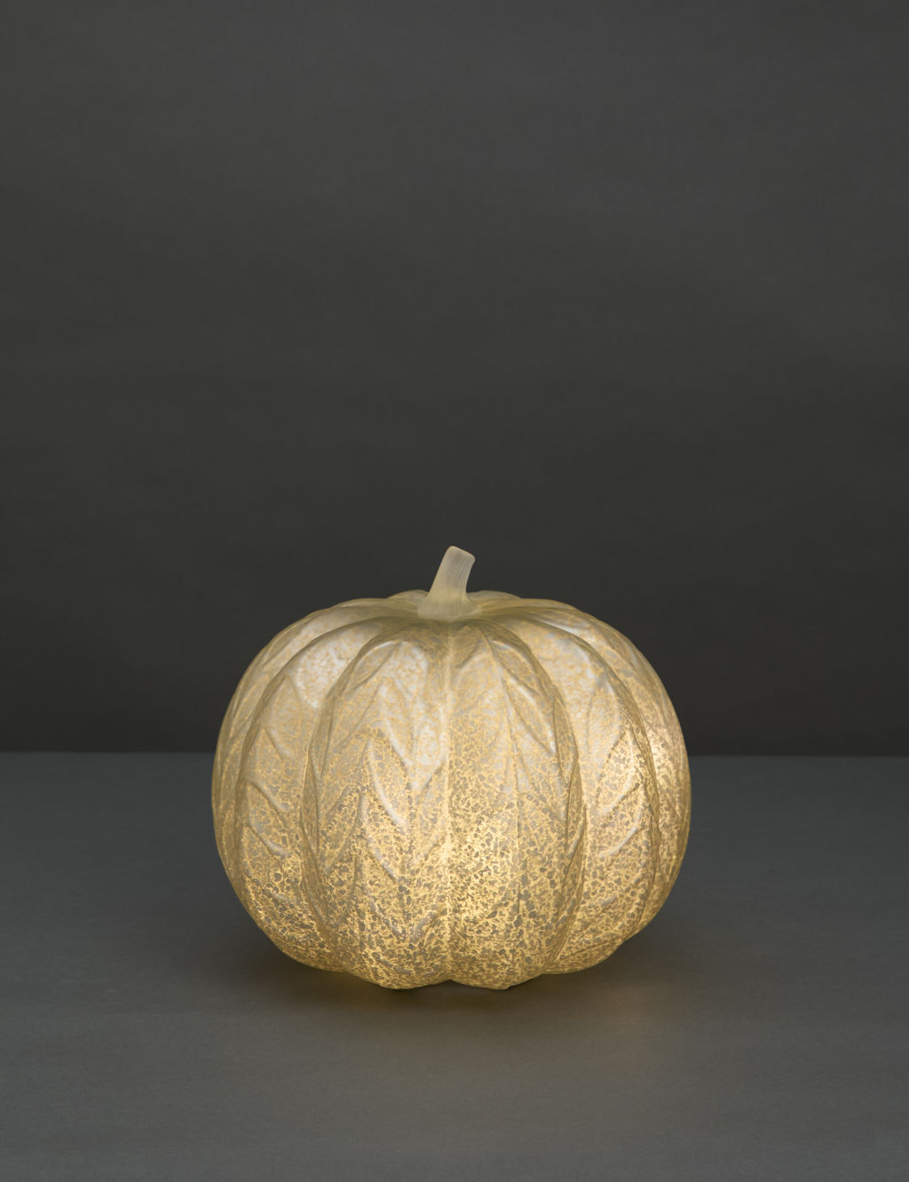 Large Glass Light Up Pumpkin Decoration