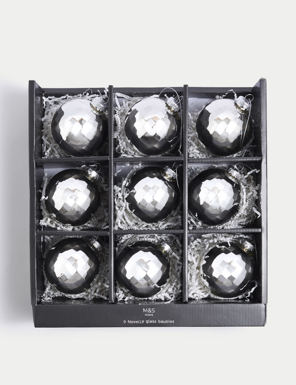 9pk Glass Hanging Disco Ball Baubles M&S Collection M&S IE