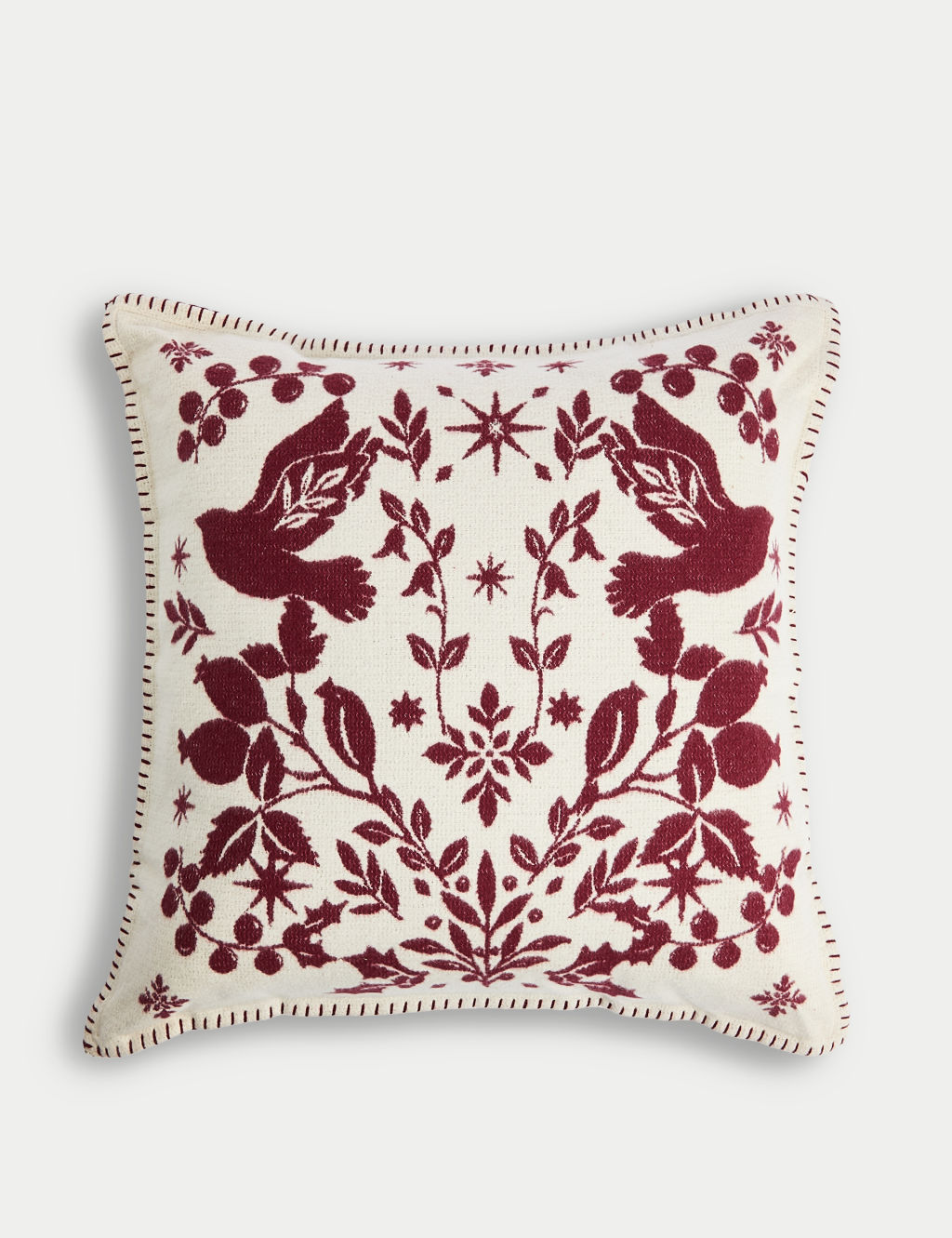 Pure Cotton Bird Jacquard Cushion