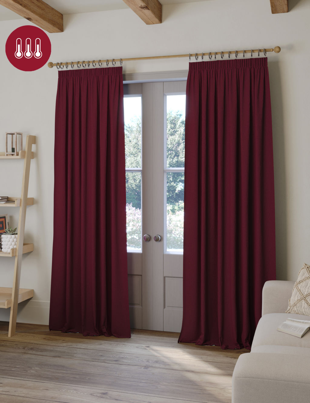 Brushed Pencil Pleat Blackout Temperature Smart Curtains 2 of 7