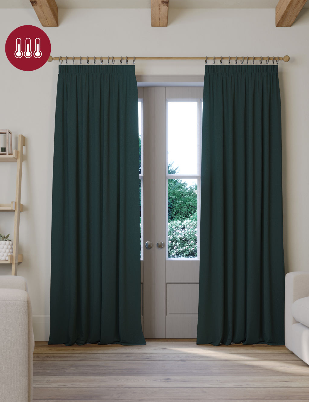 Brushed Pencil Pleat Blackout Temperature Smart Curtains 2 of 7