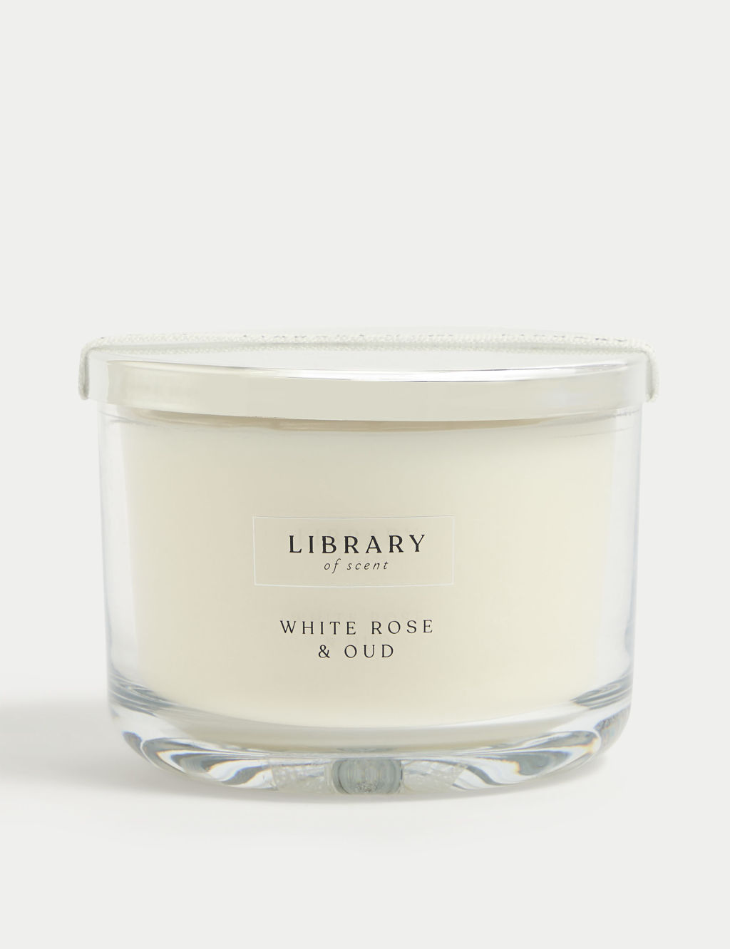 White Rose & Oud 3 Wick Candle Library of Scent M&S