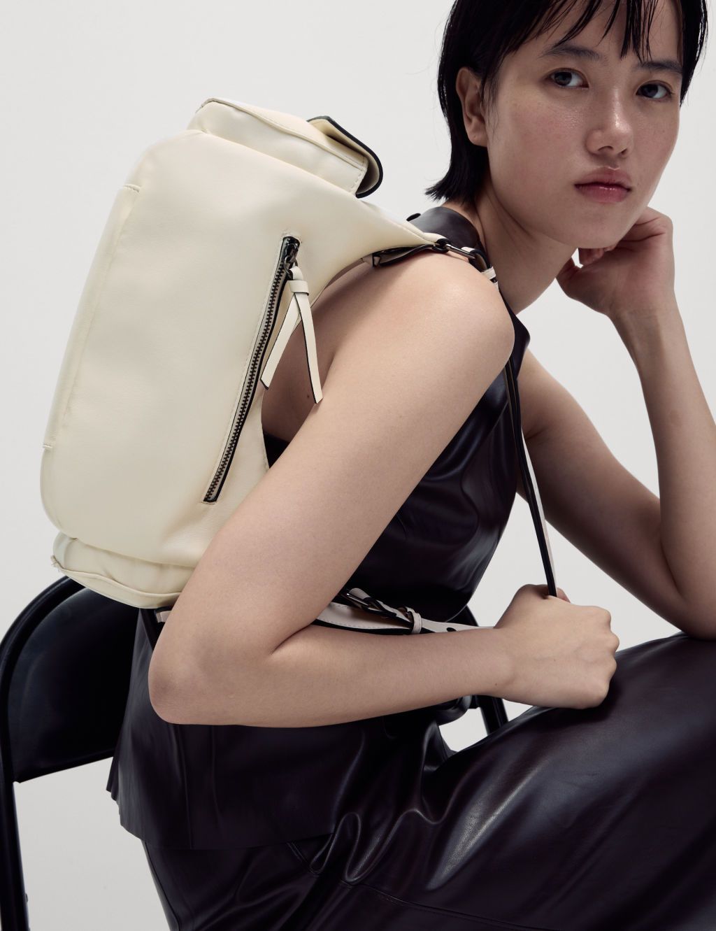 Faux Leather Utility Shoulder Bag