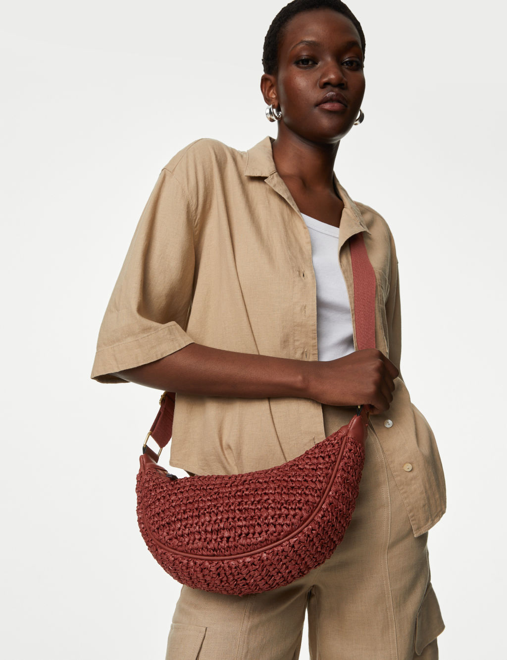 Straw Sling Cross Body Bag M&S Collection M&S