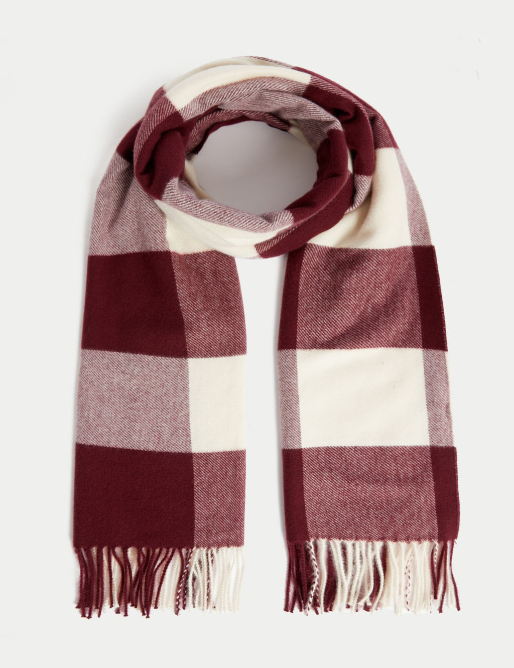 Checked Tassel Scarf