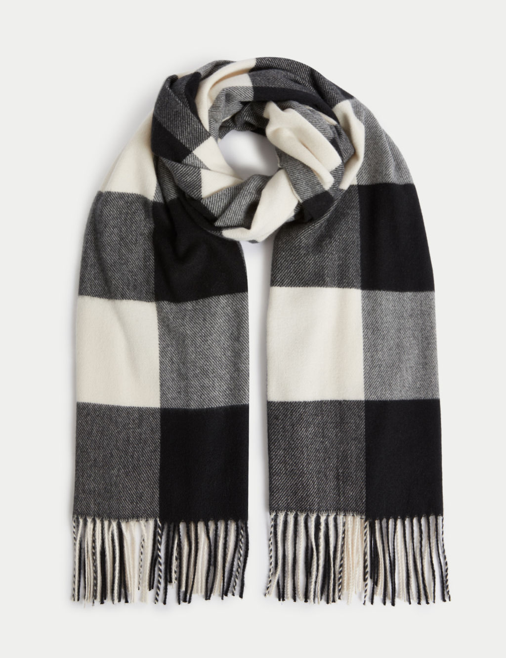 Checked Tassel Scarf