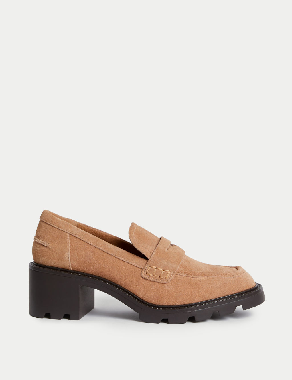 Suede Block Heel Loafers