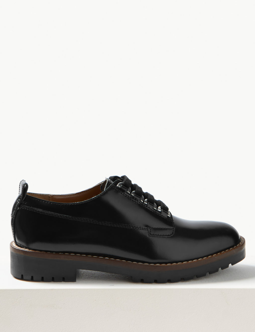 Leather Cleat Sole Lace up Brogue Shoes M S Collection M S IE